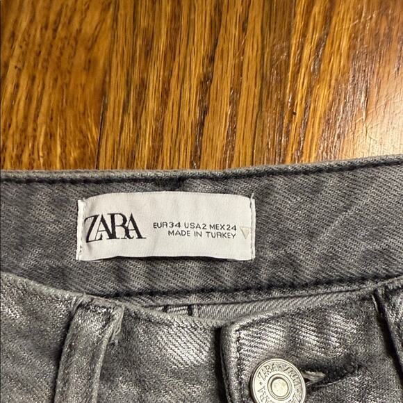 Zara Silver Women Jeans. Women’s shinmering pants. Size 2 - Picture 2 of 5